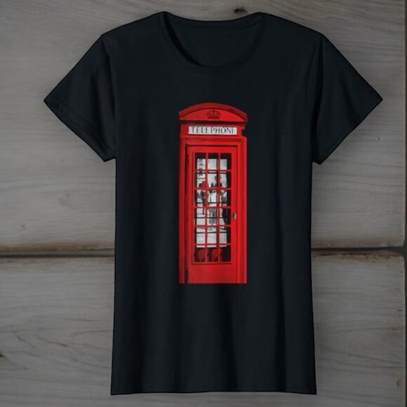 NEW Retro London Vintage Red Telephone Booth Womens Premium T-Shirt Sz L… - Picture 3 of 4
